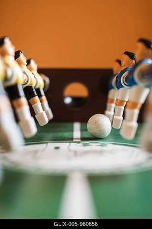 Football table - figurine players and ball-stock-foto