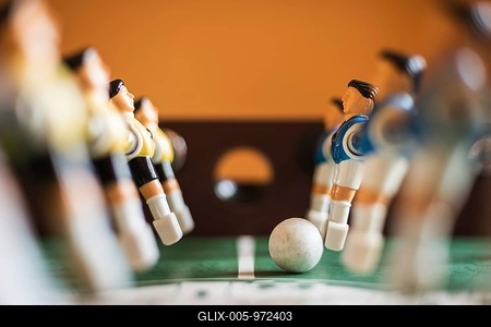 Football table - figurine players and ball-stock-foto