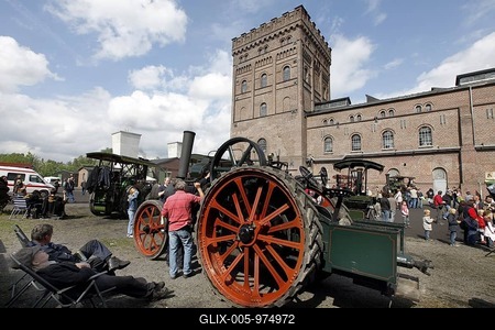 Largest German historic steam engine festival, for steam rollers, steam-powered vehicles and machines on the premises of the LWL Museum of Industry, Hannover colliery, Bochum, North Rhine-Westphalia, Germany, Europe-stock-foto