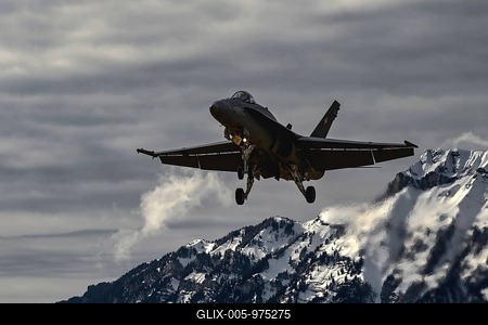 Fighter jet Swiss Air Force, FA 18 C Hornet J-5004 Meiringen, Switzerland-stock-foto