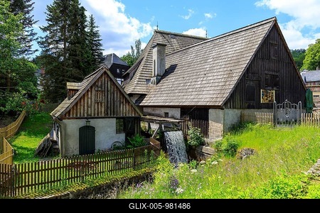 Technical Museum Frohnauer Hammer, exterior view of the forge, Annaberg-Buchholz, Erzgebirge, Saxony, Germany-stock-foto