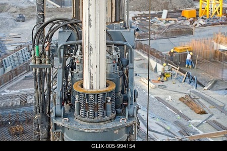 A special drill, workers, large construction site, Stuttgart-21 construction site, a railway and urban development project, Stuttgart, Baden-Wuerttemberg, Germany, Europe-stock-foto