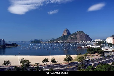 Botafogo beach, Sugarloaf Mountain or Pão de Açúcar at back, Botafogo, Rio de Janeiro, Rio de Janeiro State, Brazil-stock-foto