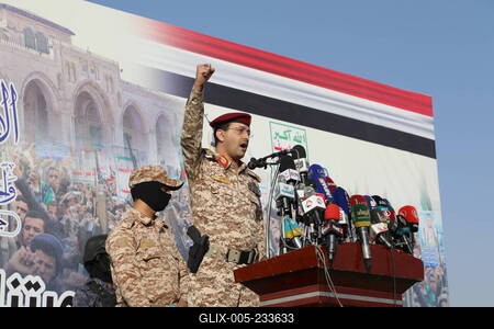 Houthi supporters protest against the US and Israel in Sana'a --stock-foto