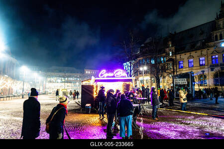 Bremen, Lichter der City,  beeindruckende Lichtprojektionen und Videoinszenierungen. Unter dem Motto ?Vier Jahreszeiten? (Vivaldi)-stock-foto