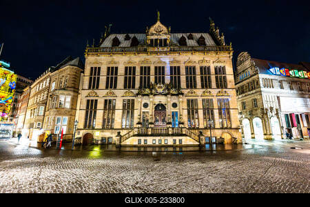 Bremen, Lichter der City,  beeindruckende Lichtprojektionen und Videoinszenierungen. Unter dem Motto ?Vier Jahreszeiten? (Vivaldi)-stock-foto