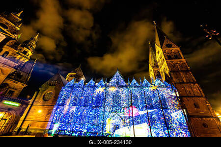 Bremen, Lichter der City,  beeindruckende Lichtprojektionen und Videoinszenierungen. Unter dem Motto ?Vier Jahreszeiten? (Vivaldi)-stock-foto