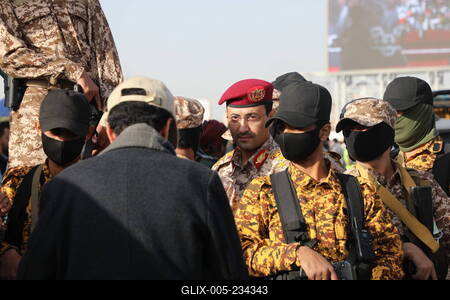 Houthi supporters protest against the US and Israel in Sana'a --stock-foto