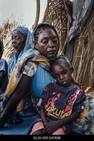  Sudanese refugees in Chad - 23/06/2024 - chad / ? Adre ? - A Sudanese child suffering from malnutrition is at the end-stock-foto