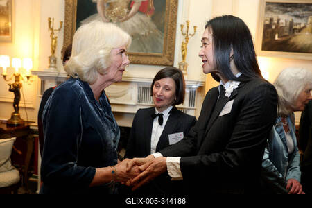 King Charles and  Queen Camilla at Clarence House reception-stock-foto