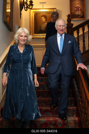 King Charles and  Queen Camilla at Clarence House reception-stock-foto