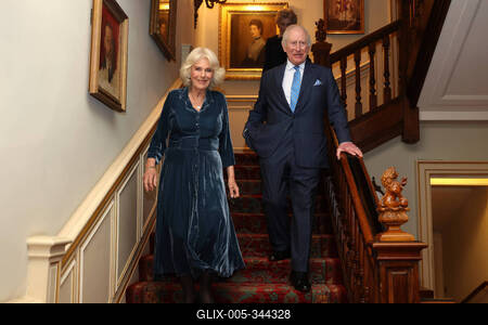 King Charles and  Queen Camilla at Clarence House reception-stock-foto