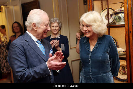 King Charles and  Queen Camilla at Clarence House reception-stock-foto