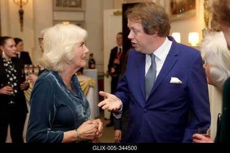 King Charles and  Queen Camilla at Clarence House reception-stock-foto