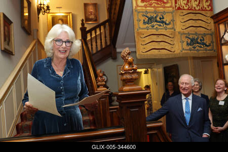 King Charles and  Queen Camilla at Clarence House reception-stock-foto