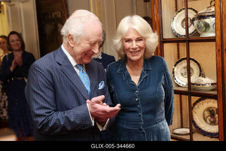 King Charles and  Queen Camilla at Clarence House reception-stock-foto