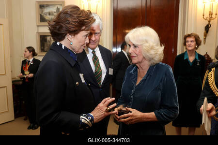 King Charles and  Queen Camilla at Clarence House reception-stock-foto
