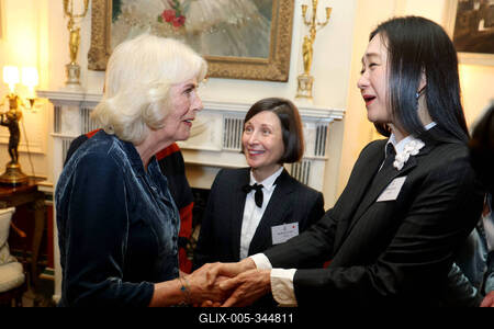 King Charles and  Queen Camilla at Clarence House reception-stock-foto