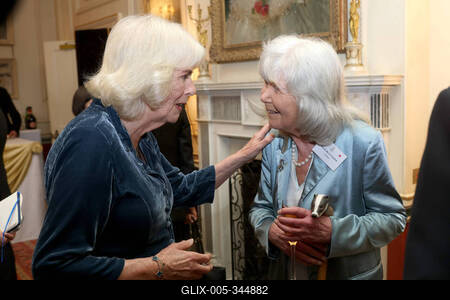 King Charles and  Queen Camilla at Clarence House reception-stock-foto