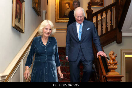 King Charles and  Queen Camilla at Clarence House reception-stock-foto