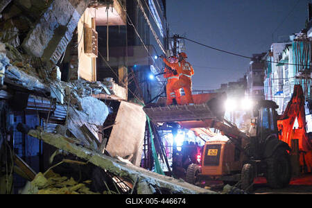 Three Storey Building Collapses In Rohini Area Of Delhi-stock-foto