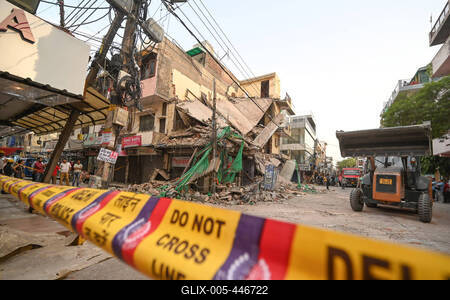 Three Storey Building Collapses In Rohini Area Of Delhi-stock-foto