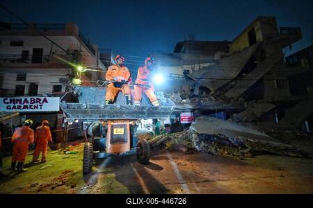Three Storey Building Collapses In Rohini Area Of Delhi-stock-foto
