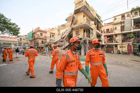 Three Storey Building Collapses In Rohini Area Of Delhi-stock-foto