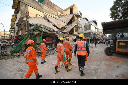 Three Storey Building Collapses In Rohini Area Of Delhi-stock-foto