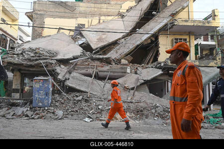Three Storey Building Collapses In Rohini Area Of Delhi-stock-foto