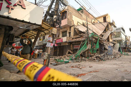 Three Storey Building Collapses In Rohini Area Of Delhi-stock-foto