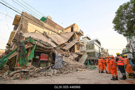 Three Storey Building Collapses In Rohini Area Of Delhi-stock-foto
