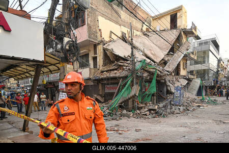Three Storey Building Collapses In Rohini Area Of Delhi-stock-foto