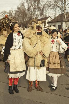 A busójárás, mint népszokási örökség, az UNESCO az Emberiség Szellemi Kulturális Örökség reprezentatív listájára került fel 2009-ben.-stock-foto