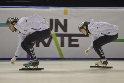 A 2020-as debreceni rövidpályás gyorskorcsolya Európa-bajnokság előtt, április 30-án nyílt edzést tartott a magyar válogatott a debreceni Főnix csarnokban.-stock-foto