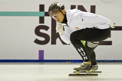 A 2020-as debreceni rövidpályás gyorskorcsolya Európa-bajnokság előtt, április 30-án nyílt edzést tartott a magyar válogatott a debreceni Főnix csarnokban.-stock-foto