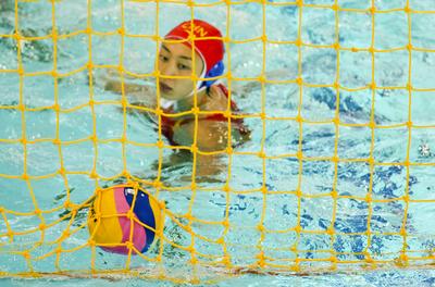 Hungary-China woman waterpolo-stock-foto