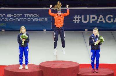 ISU European Short Track Speed Skating Championships January 24-26, 2020 Debrecen, Hungary-stock-foto