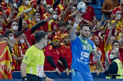 Mens' EHF Euro 2022 Debrecen(Főnix Arena)Slovenia v North Macedonia-stock-photo