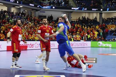 Mens' EHF Euro 2022 Debrecen(Főnix Arena)Slovenia v North Macedonia-stock-foto