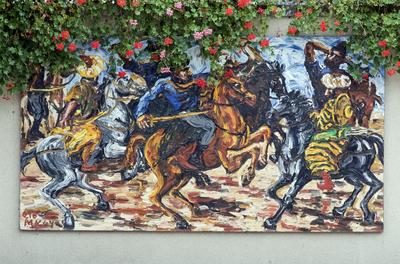 Hajdúszoboszló festményei és szobrai.-stock-foto