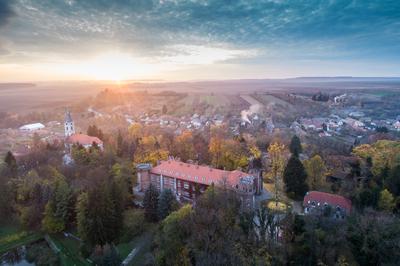 Benyovszky castle with autumn colors-stock-photo