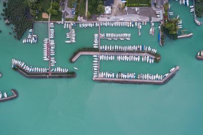 A balatonfüredi vitorláskikötő madártávlatból-stock-photo