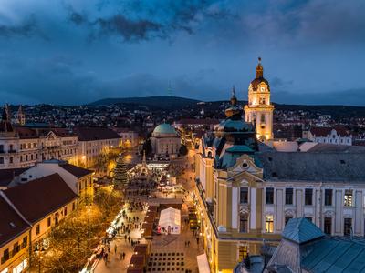 Aerial photo of Advent in Pecs, Hungary-stock-photo