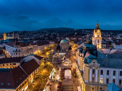 Aerial photo of Advent in Pecs, Hungary-stock-photo