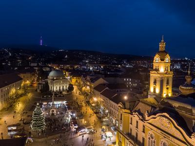 Aerial photo of Advent in Pecs, Hungary-stock-photo