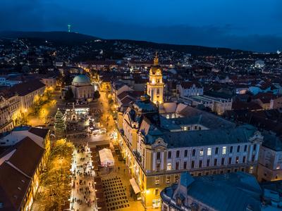 Aerial photo of Advent in Pecs, Hungary-stock-photo