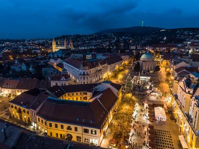 Aerial photo of Advent in Pecs, Hungary-stock-foto