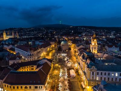 Aerial photo of Advent in Pecs, Hungary-stock-photo