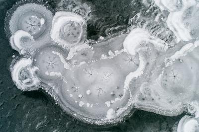 Natural ice background, frozen lake-stock-photo